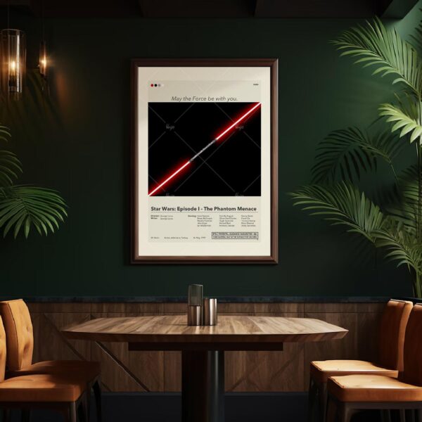 Mid-century modern vintage poster of Star Wars Episode I The Phantom Menace