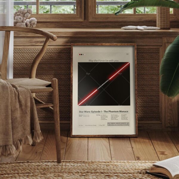 Mid-century modern vintage poster of Star Wars Episode I The Phantom Menace