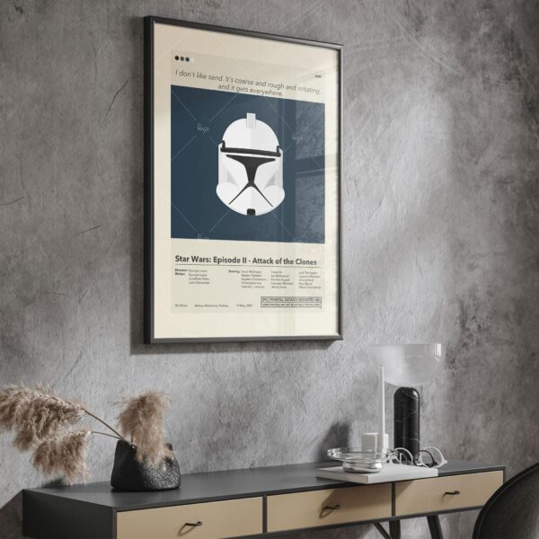 Mid-century modern Star Wars Episode II Attack of the Clones movie poster