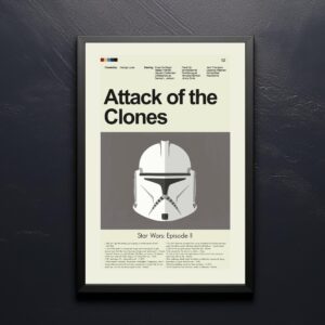 Mid-century modern Star Wars Episode II Attack of the Clones movie poster
