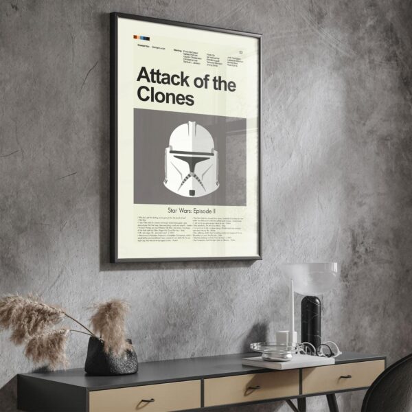 Mid-century modern Star Wars Episode II Attack of the Clones movie poster