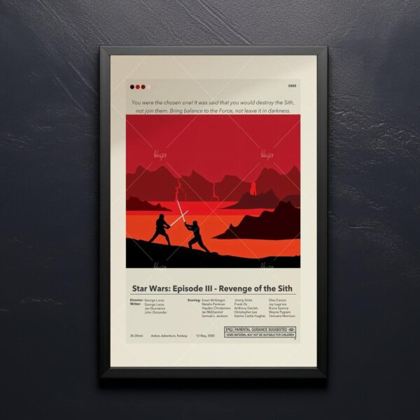 Mid-century modern style Star Wars Episode III Revenge of the Sith movie poster