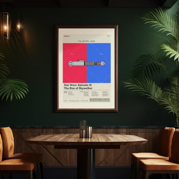 Mid-century modern Star Wars The Rise of Skywalker movie poster print