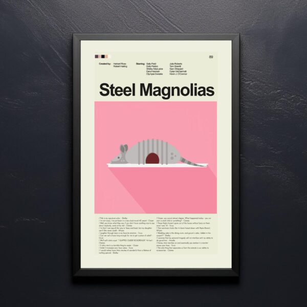 Steel Magnolias movie poster in mid-century modern style with furniture elements