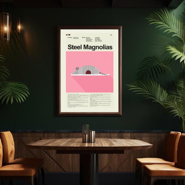 Steel Magnolias movie poster in mid-century modern style with furniture elements