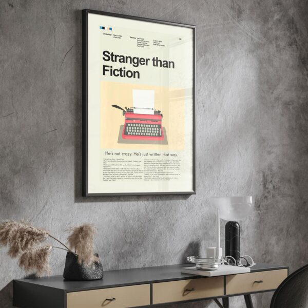 Mid-century modern vintage poster for the movie Stranger Than Fiction
