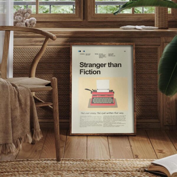 Mid-century modern vintage poster for the movie Stranger Than Fiction