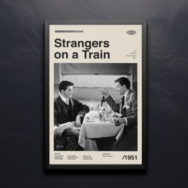 Strangers on a Train mid-century modern movie poster art