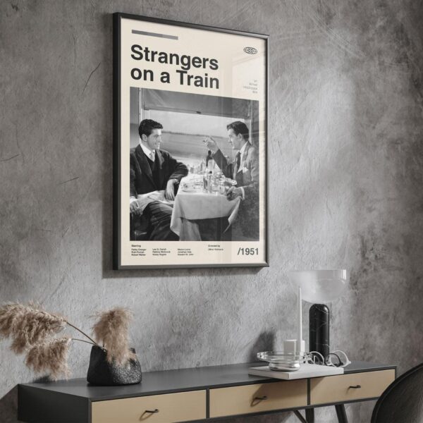 Strangers on a Train mid-century modern movie poster art