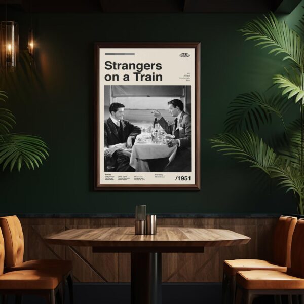 Strangers on a Train mid-century modern movie poster art