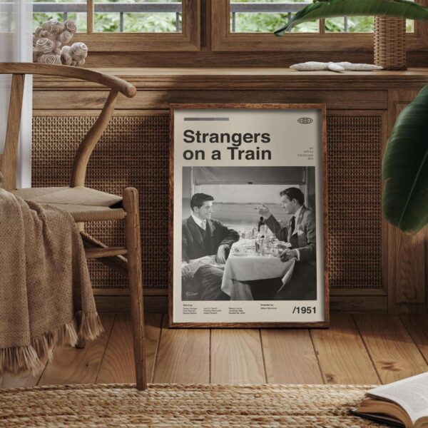 Strangers on a Train mid-century modern movie poster art