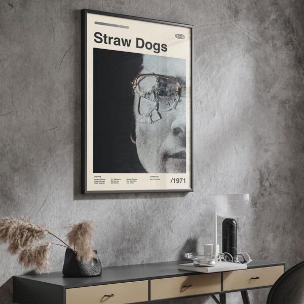 Straw Dogs movie mid-century poster retro artwork