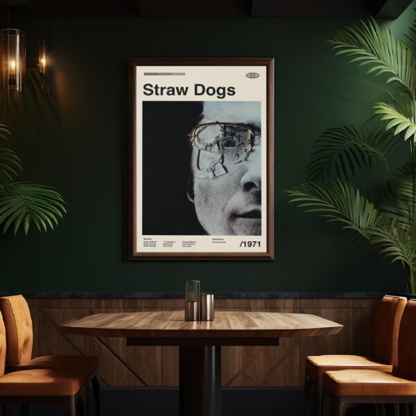 Straw Dogs movie mid-century poster retro artwork