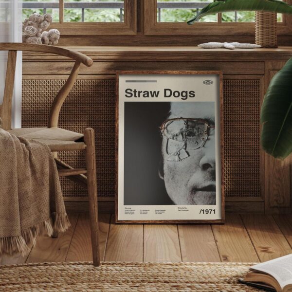 Straw Dogs movie mid-century poster retro artwork