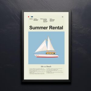 Mid-century modern Summer Rental movie poster with graphic design