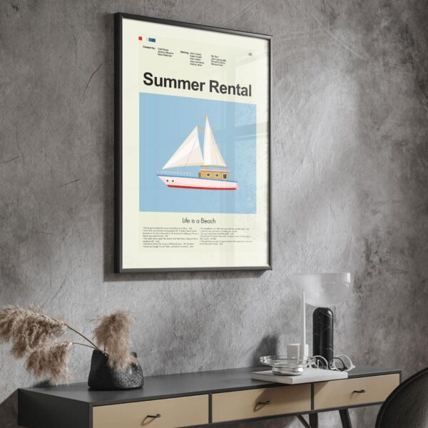 Mid-century modern Summer Rental movie poster with graphic design