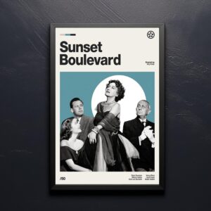Sunset Boulevard Movie Poster - mid-century retro print