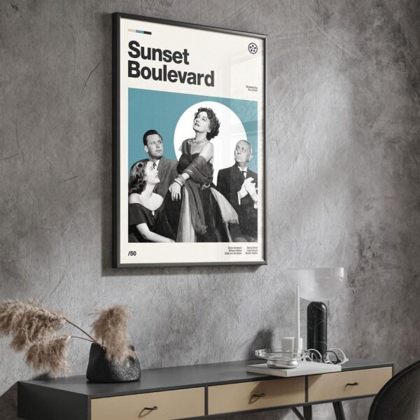 Sunset Boulevard Movie Poster - mid-century retro print