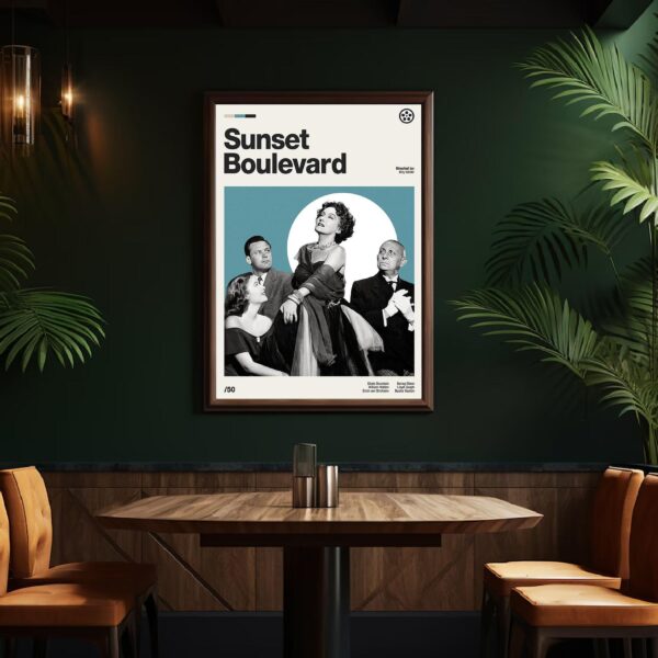 Sunset Boulevard Movie Poster - mid-century retro print