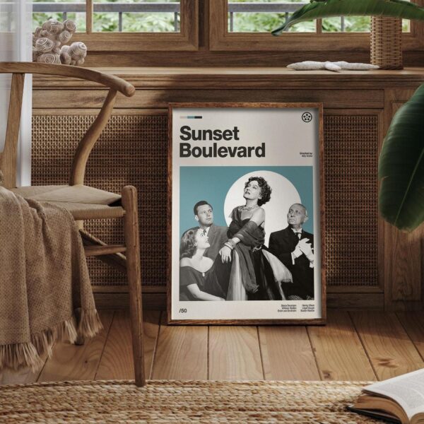 Sunset Boulevard Movie Poster - mid-century retro print