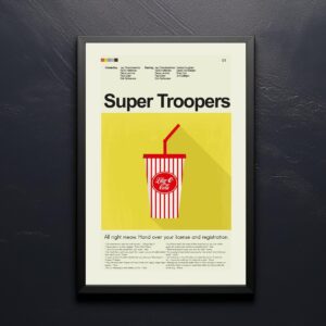 Mid-century modern style poster of Super Troopers movie art