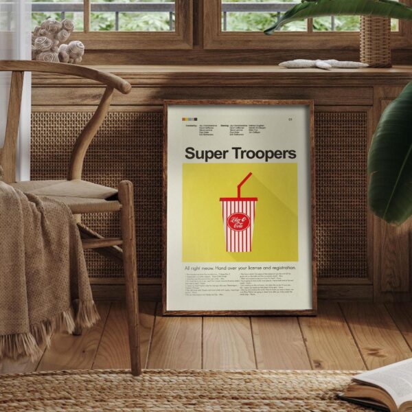 Mid-century modern style poster of Super Troopers movie art