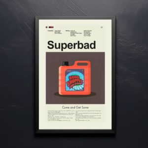 Superbad movie poster with vintage mid-century modern design elements