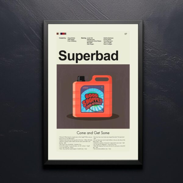 Superbad movie poster with vintage mid-century modern design elements