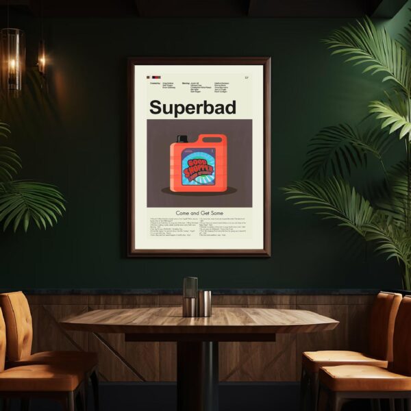 Superbad movie poster with vintage mid-century modern design elements