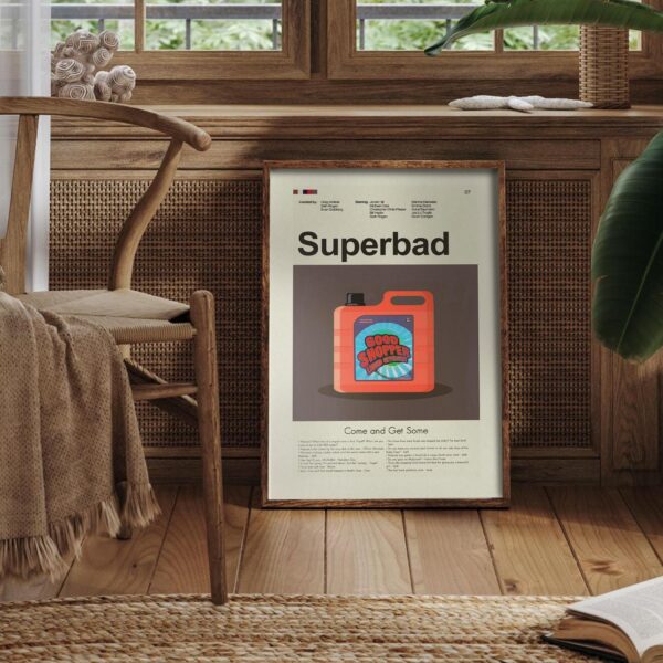 Superbad movie poster with vintage mid-century modern design elements