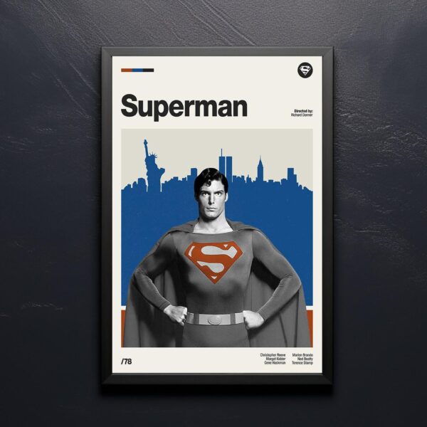 Superman Movie Poster - mid-century vintage print
