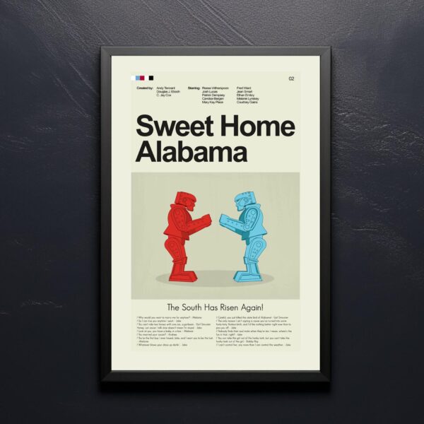 Large mid-century modern poster of Sweet Home Alabama movie artwork