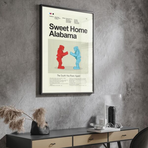 Large mid-century modern poster of Sweet Home Alabama movie artwork