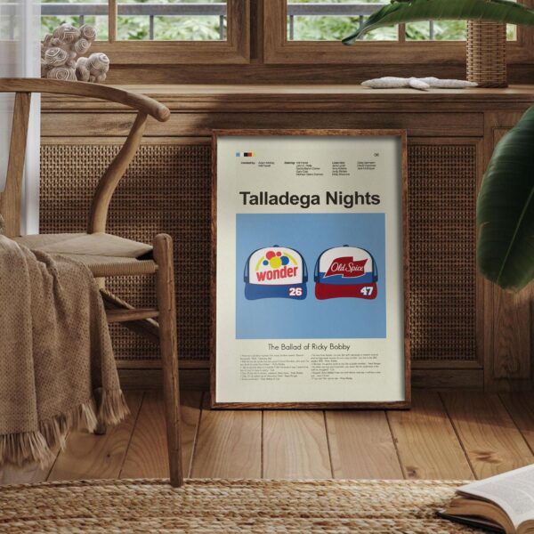 Mid-century modern poster of Talladega Nights movie art