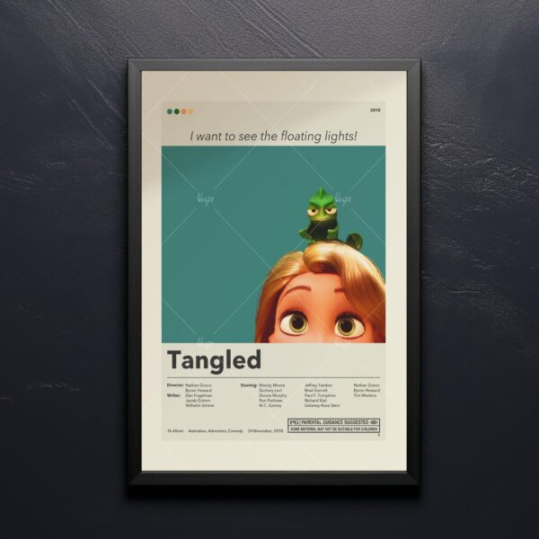 Mid-century modern Tangled movie poster by 20th Century Studios