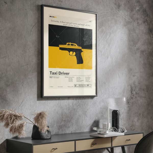Mid-century modern style Taxi Driver movie poster with 20th century design