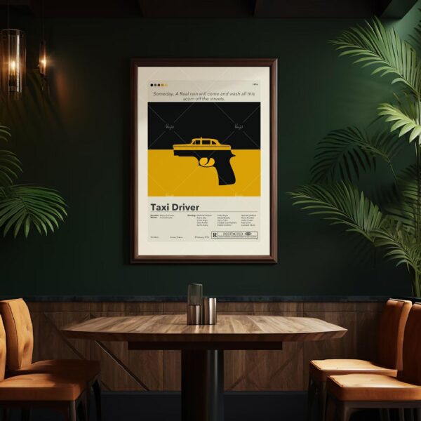 Mid-century modern style Taxi Driver movie poster with 20th century design