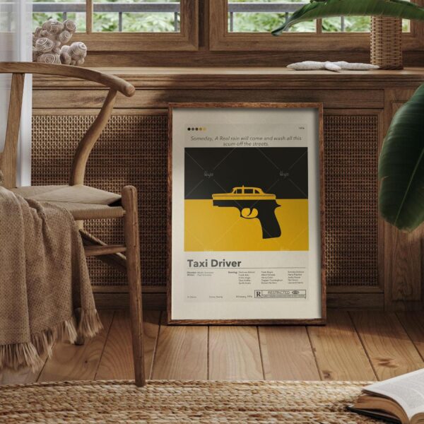 Mid-century modern style Taxi Driver movie poster with 20th century design