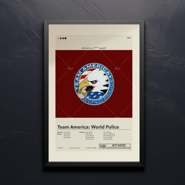 Team America: World Police mid-century modern movie poster by 20th Century Studios