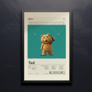 Ted movie mid-century modern advertising poster with vintage design