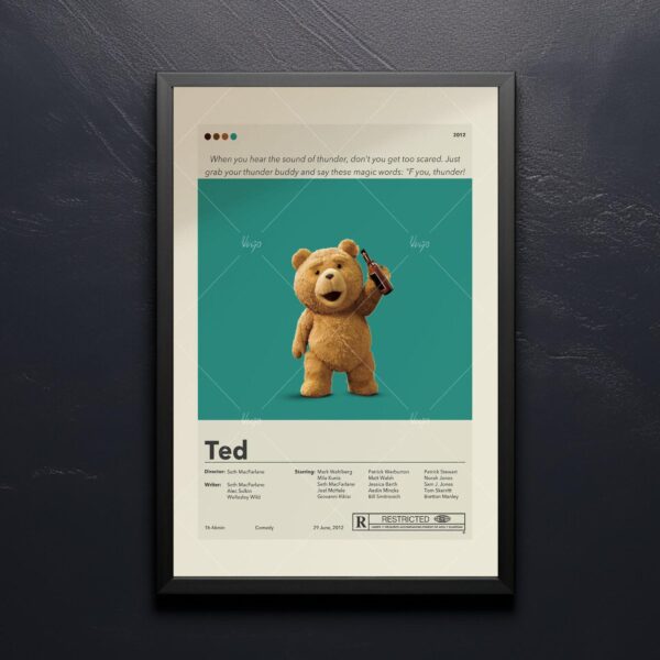 Ted movie mid-century modern advertising poster with vintage design