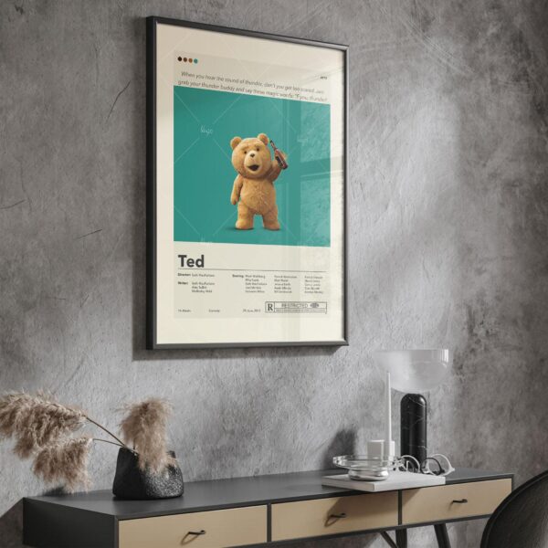 Ted movie mid-century modern advertising poster with vintage design