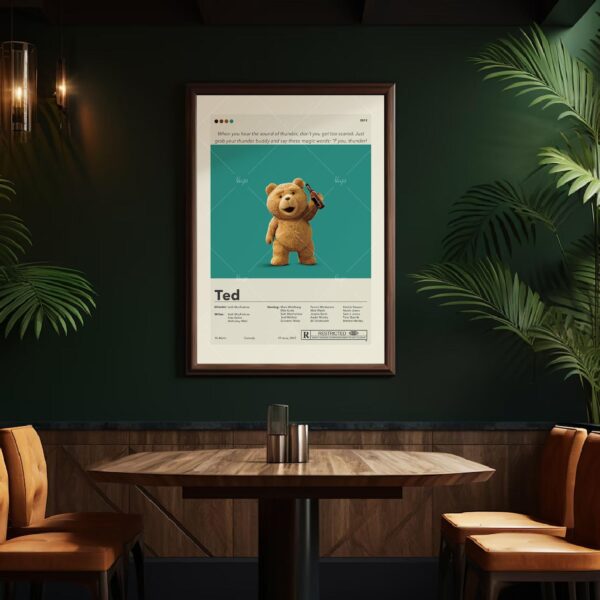 Ted movie mid-century modern advertising poster with vintage design