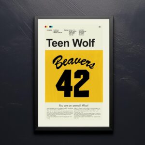 Mid-century modern Teen Wolf movie poster from mid 20th century