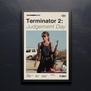 Terminator 2 Judgment Day mid-century modern style movie poster print