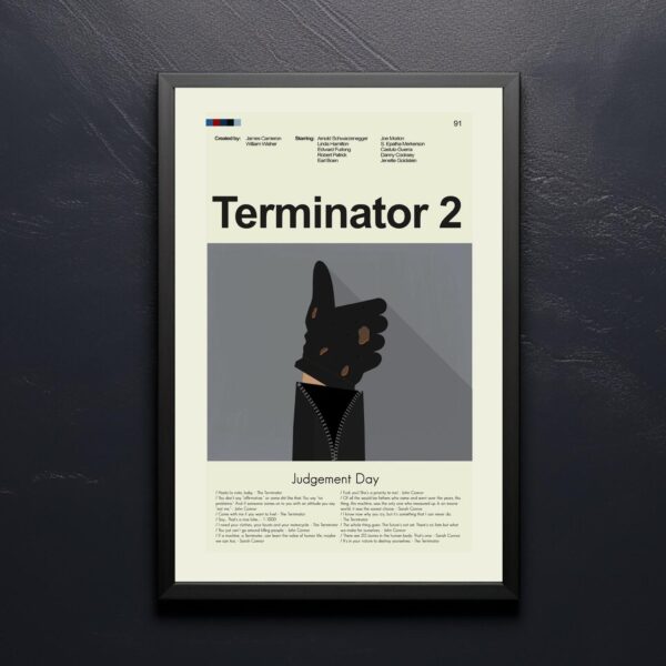Vintage mid-century modern Terminator 2 Judgment Day movie poster art