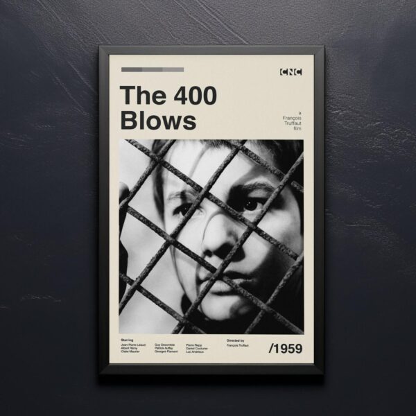 The 400 Blows mid-century poster, retro artwork for film lovers