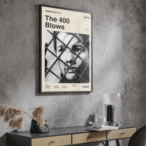The 400 Blows mid-century poster, retro artwork for film lovers