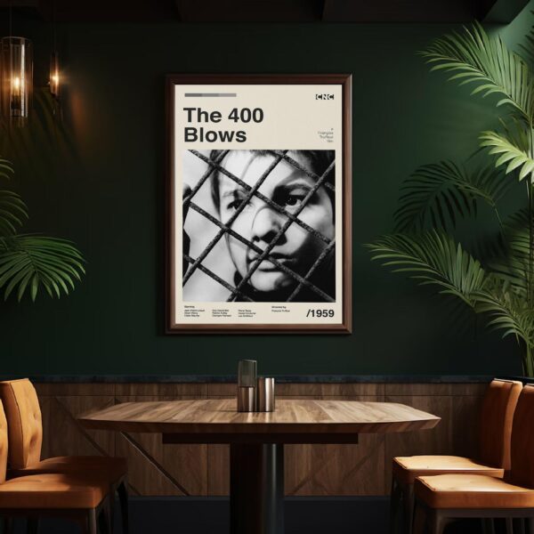 The 400 Blows mid-century poster, retro artwork for film lovers