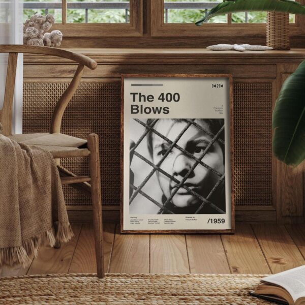 The 400 Blows mid-century poster, retro artwork for film lovers